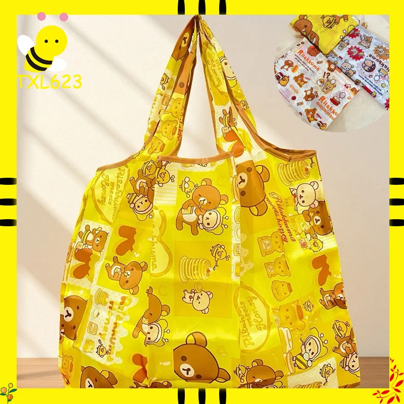 

Rilakkuma Cute Reusable Foldable Eco Friendly Large Capacity Portable Print Women Shoulder Shopping Bag For Supermarket Grocery