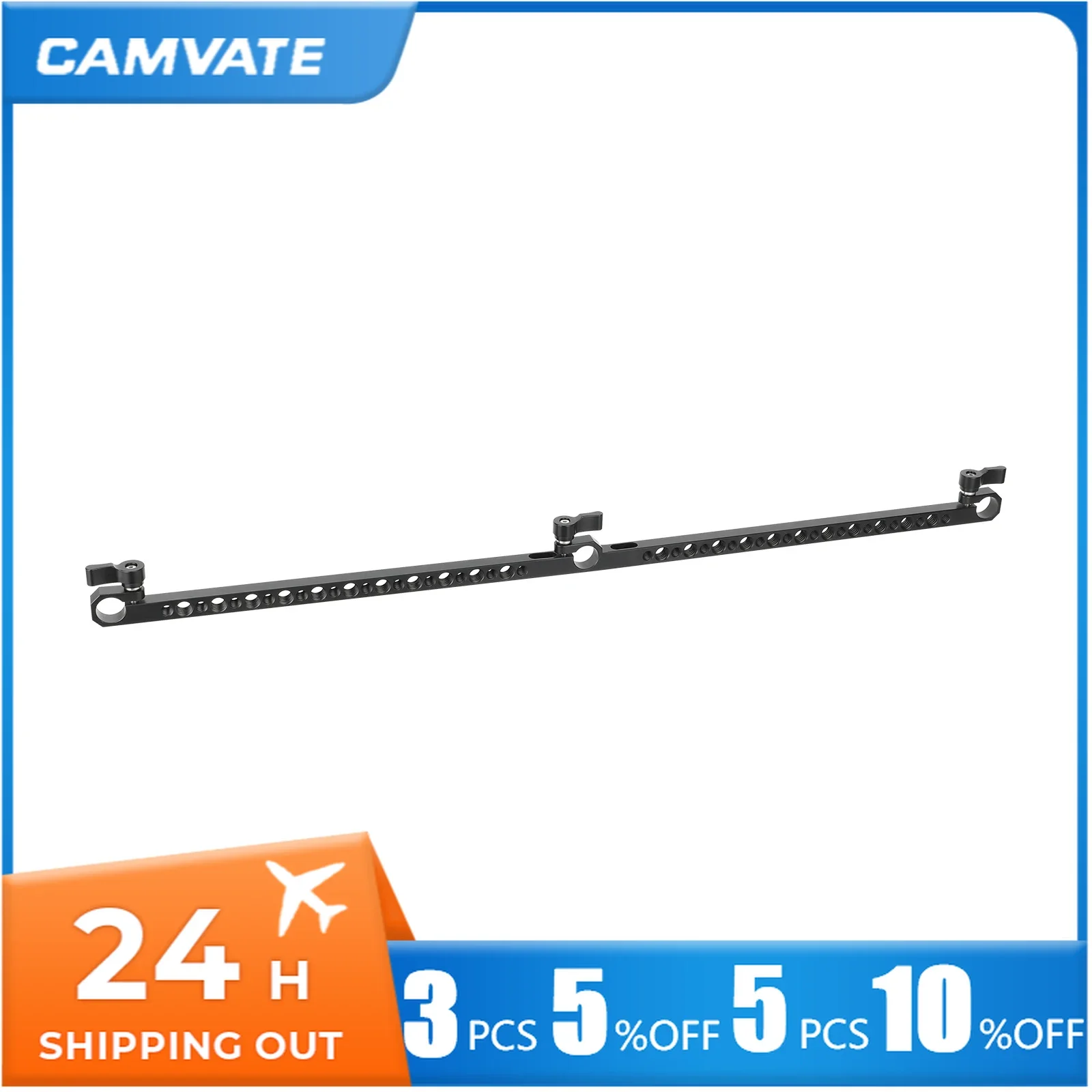 CAMVATE Cross Cheese Bar with 3x15mm Rod Clamp 550mm in Length Support Bar For Monitor Cage Rig Kit Accessories