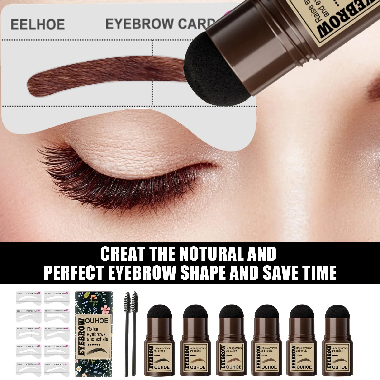 OUHOE Seal Eyebrow Powder Stick Painting Eyebrow Print Lazy Man Waterproof Anti Sweat Non peeling Makeup, Hairline Shadow Powder