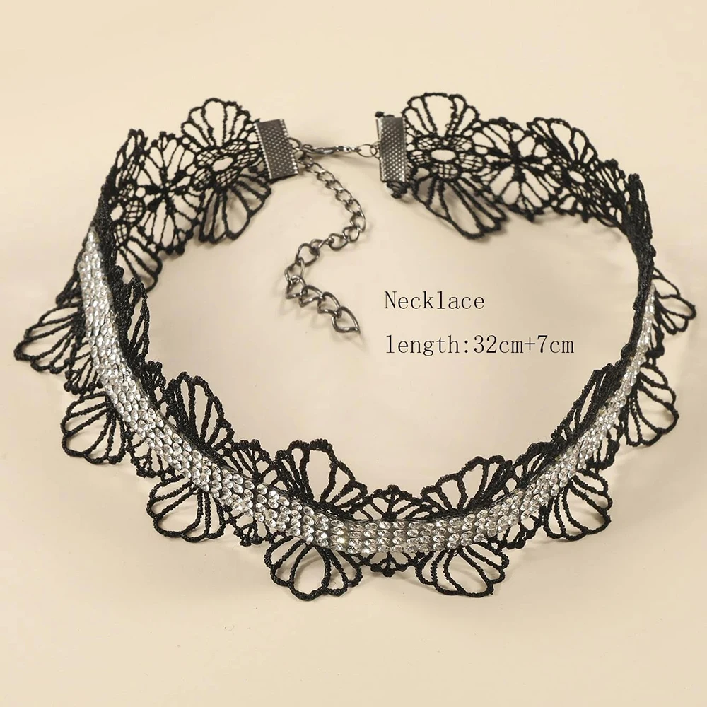 bls-miracle Summer Bohemia Newest Sexy Black Lace Choker For Woman 2022 Vintage Wedding Sparkling Collar Necklace