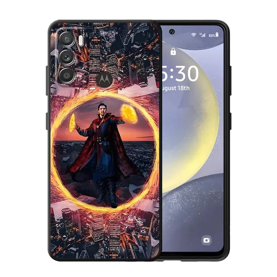 Черный мягкий чехол для телефона Marvel Doctor Strange Portal для Motorola Moto G53 G30 Edge 20 Pro 30 Lite G60 G50 G51 G73 G72 G60s
