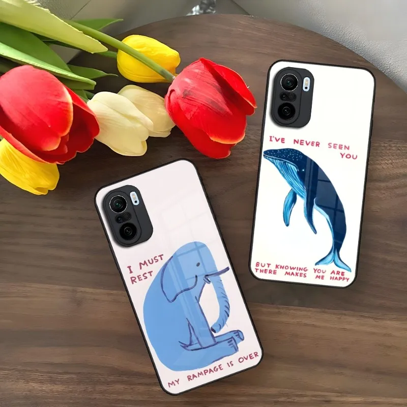 David Shrigley Color Graffiti Phone Case For Xiaomi 12 13 X Redmi Note 11 10 S Lite T Pro POCO M4 X3 Glass