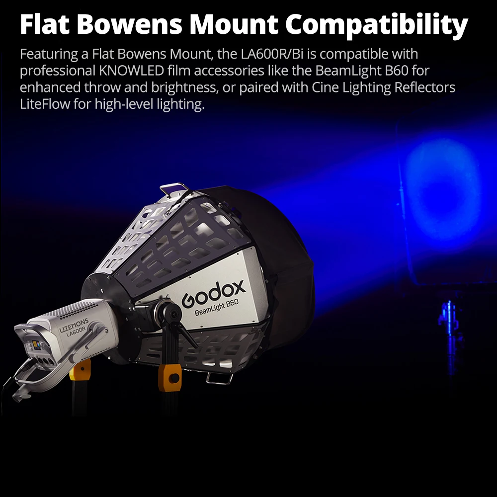 تدعم مصابيح الفيديو Godox LA600R وLA600BI 600w RGB بالألوان الكاملة LED COB أوضاع متعددة بما في ذلك HSI/RGBW/GEL/FX