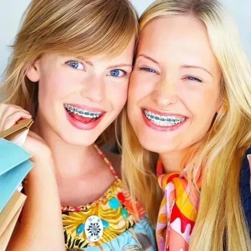 1 Pair Quality Colorful Temporary Tooth Decoration with Box, Metal Wires Orthodontic Ligature Ties & Fake Braces Brackets