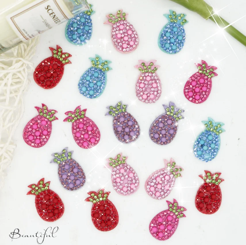 10 Pcs Pineapple Glue Fix Sew On Rhinestones Patches DIY Motif Applique Garment Bag Shoe Decor Repair Accessory