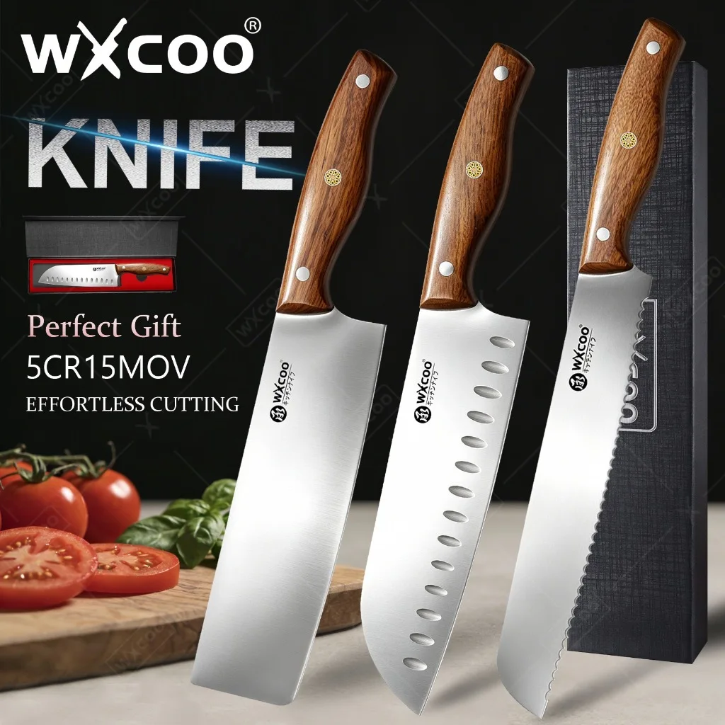 WXCOO Kitchen Knives Santoku Slicing Stainless Steel Meat Cl