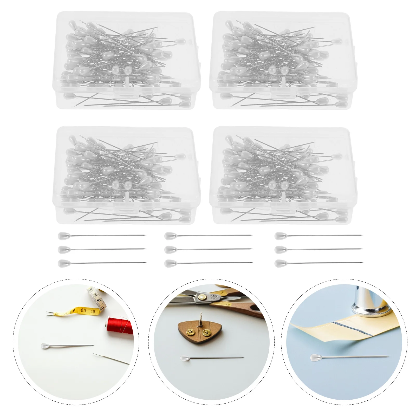 

200pcs Pearl Pins Teardrop Design White Sewing Craft Pins For Diy Jewelry Making Wedding Decorations Floral Arrangement Supplies