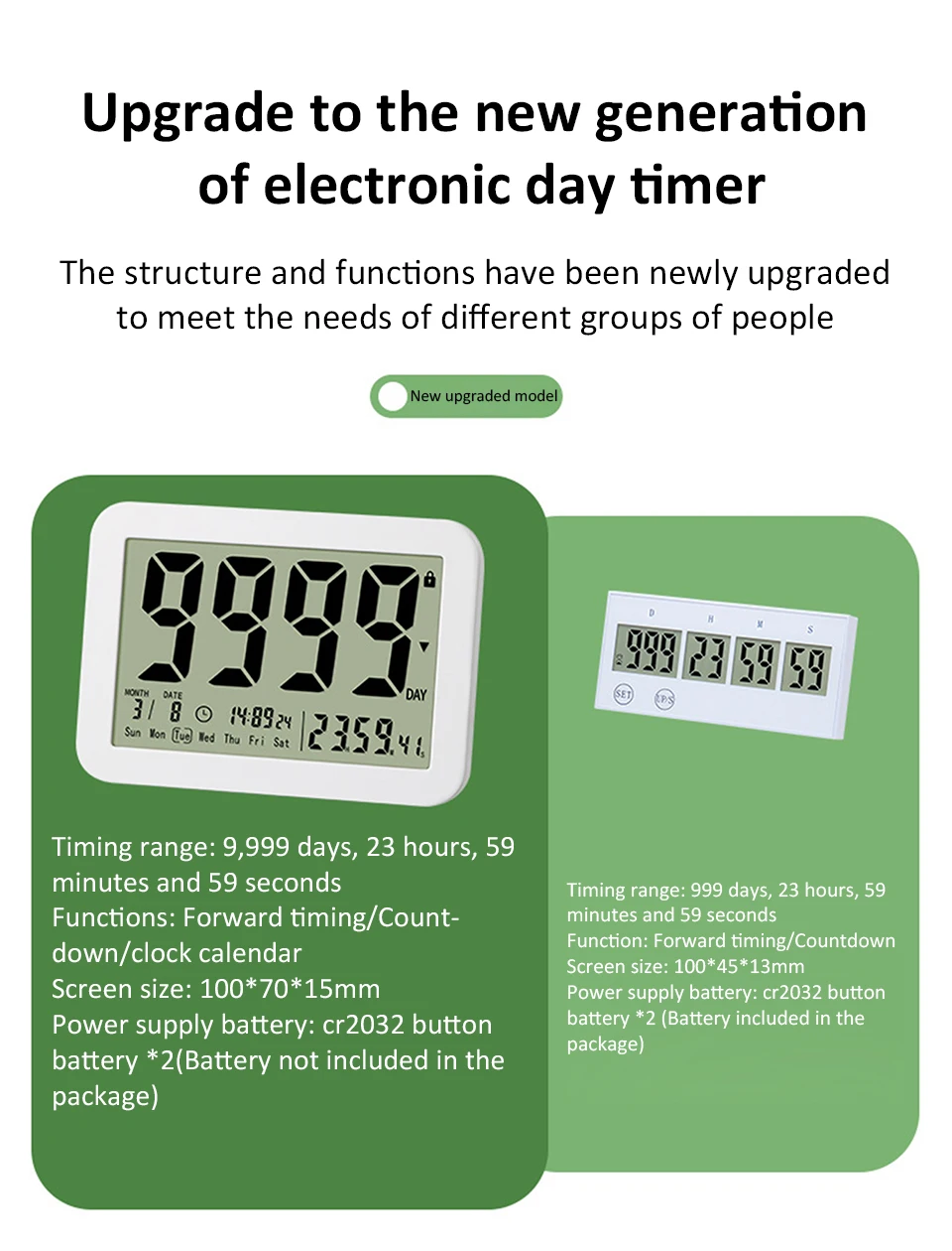 Elektronischer Countdown-Timer mit großem Bildschirm, digitaler 9999 Tage, Countdown-Uhr, Klassenzimmer-Timer, Ruhestand-Countdown-Timer – Detail 3