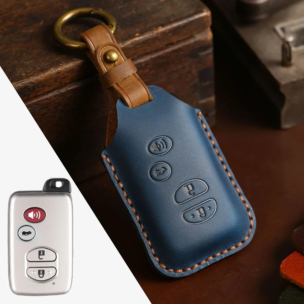 

1pc Leather Remote Key Case Cover Keychain For Toyota Land Cruiser Prado 150 GT86 86 Prius Camry Crown Alpha Auris Keyring