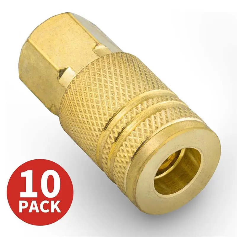 Top Sale 1/4-Inch Brass Female Industrial Coupler,10 Pack Quick Connect Air Couplers NPT Internal For Air Hose Accessories