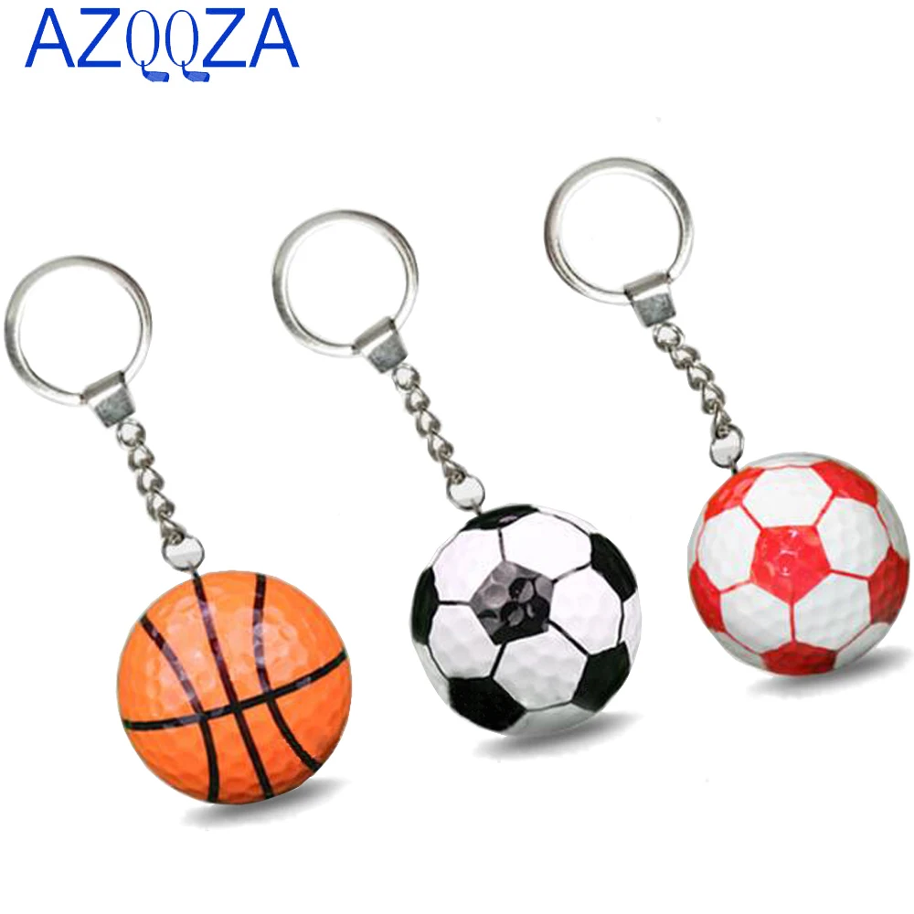 

New Fashion Sports Keychain Car Key Chain Key Ring Football Basketball Golf ball Pendant Keyring For Favorite Sportsman's Gift