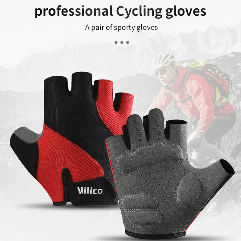 Sommer Outdoor-Sporthandschuhe Atmungsaktive Rutschfeste Halbfinger-Fahrradhandschuhe Stoßfeste Fitness-Sport-Trainingshandschuhe