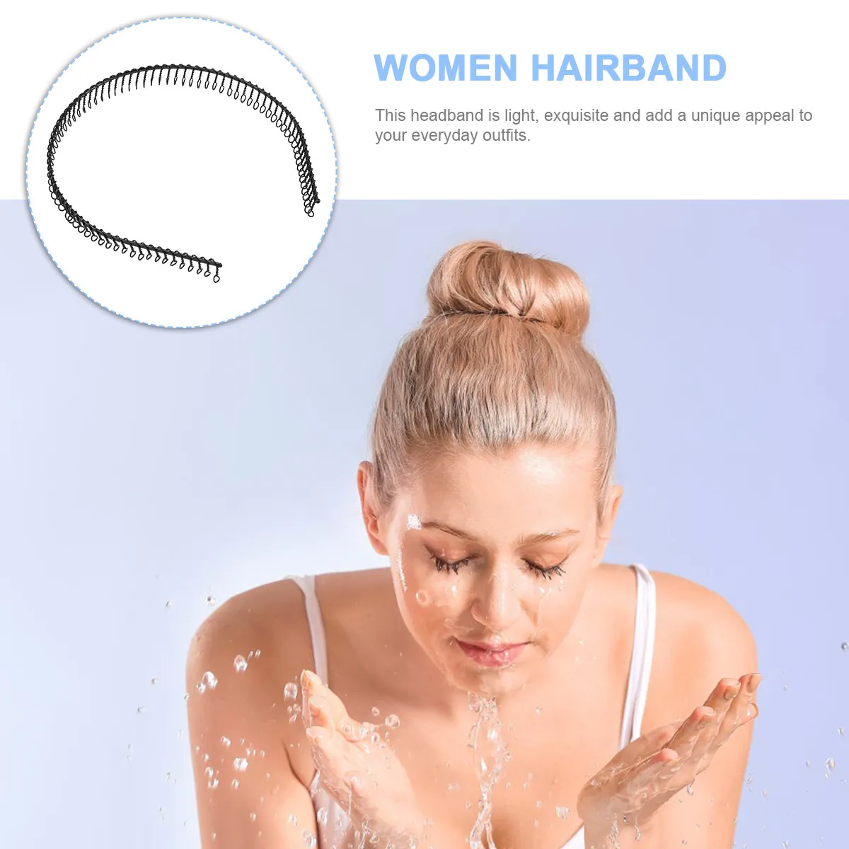 Black Metal Hair Comb Headband for Women – 80-Teeth Lightweight Exquisite Hair Loop for Spa & Face Washing