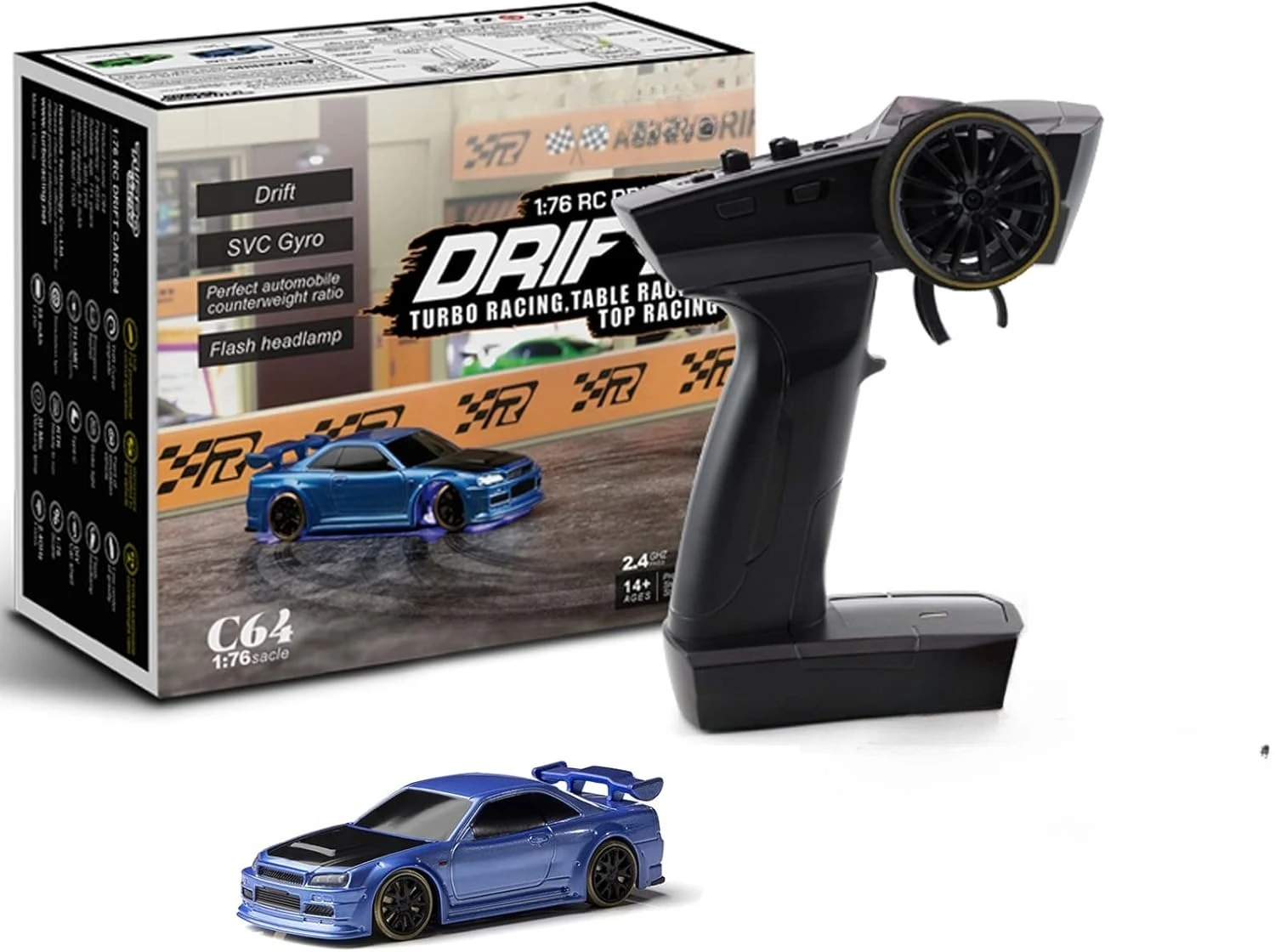 

1:76 Scale Drift RC Car with Gyro Mini Full Proportional RTR 2.4GHZ Remote Control