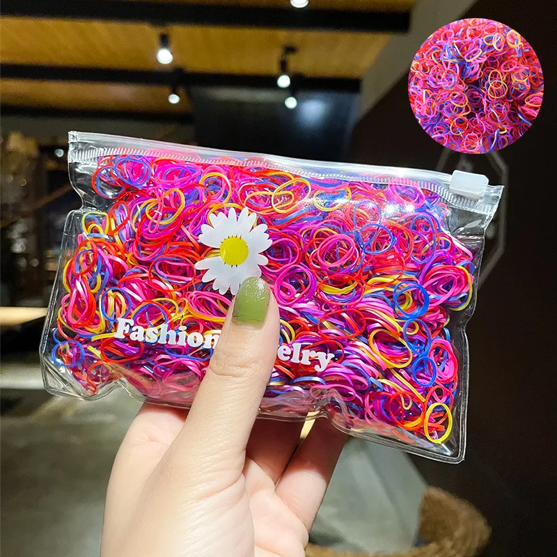 200Pcs/Pack Colorful Small Disposable Hair Bands Scrunchie Girls Elastic Rubber Band Ponytail Holder Hair Accessories Hair Ties