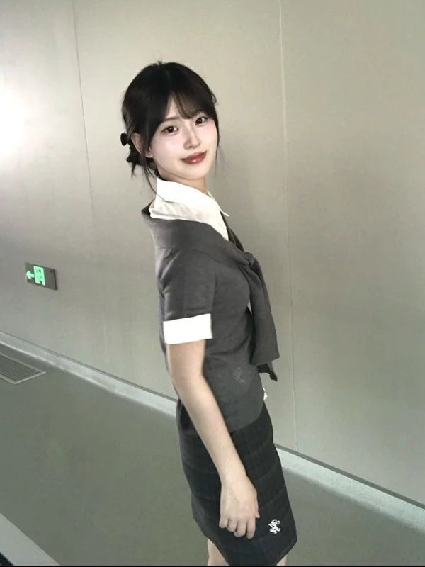 

Женский вязаный топ с глубокими глазами и узлом Twist ort Sve Slim Fit Sli Casual Faion Office Commute Sle Color