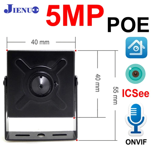 JIENUO 5MP Mini cámara IP Poe Audio Micro Cctv seguridad Video vigilancia IPCam interior Onvif HD red cámara doméstica ICSee Xmeye