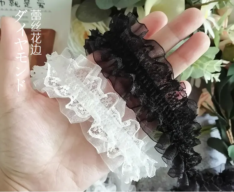 4x100cm Doll Dress Wedding Clothes Lace Fabric Embroidered Ruffle Trim DIY Dress Apparel Collar Sewing Decoration