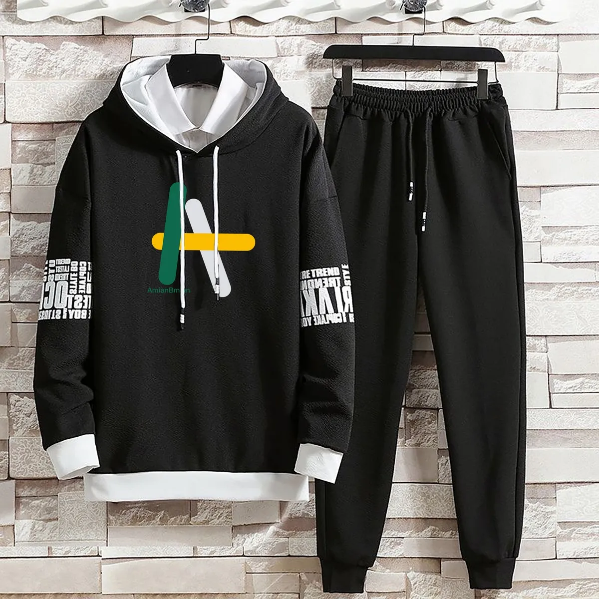 Hoodies Set Summer Autumn Suits Pants Pullover Hat Casual Hood  Print Sweaterhoodie Men Top Long Sleeves New Clothing for Men