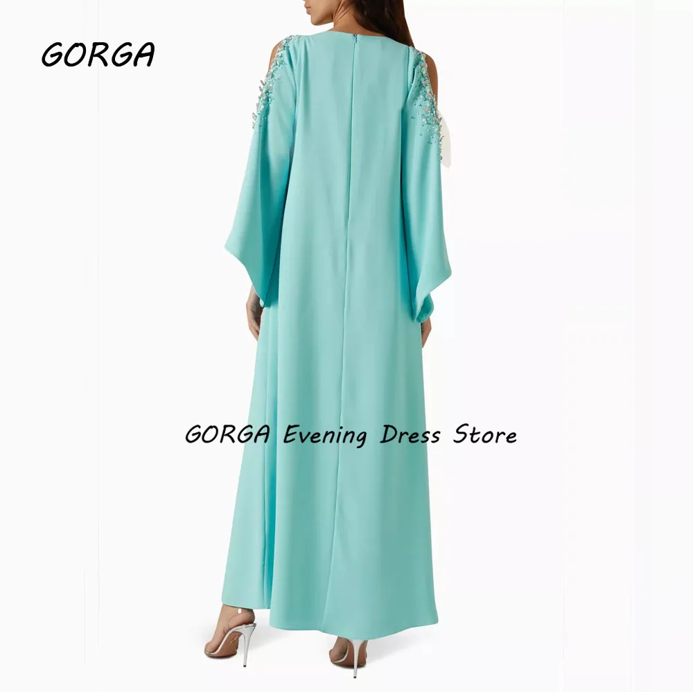 GORGA Dew shoulder Beading Mermaid 2024 Slim Long Crepe Ocassion Gown Floor-Length Evening Dress فستان سهرة نسائي