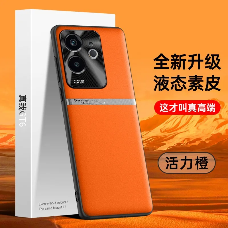 

Case for Realme GT6 High Quality PU Leather Camera Lens Full Protection Shockproof Cover Gt6t