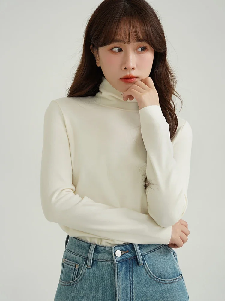 

Women Warm Brushed Modal Top Solid Color Half-Turtle-Neck Long Sleeved Soft and Cozy Slim Fit Underlayer Perfect for Layering