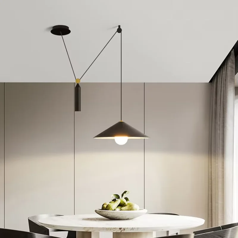

Modern linear pendant light pulley adjustable luminaires suspendus minimalist light Corridor dining table light Home cafe light