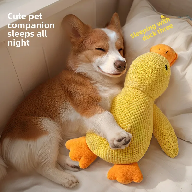 Juguete para perros, compañero de sueño, patito amarillo de peluche, juguete para gatos y perros, compañero de mascotas, pato para autoentretenimiento, alivio del aburrimiento, mágico