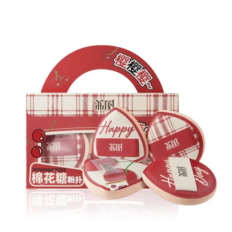 

4 Pieces Of Lishu Cotton Candy Powder Puff, Cherry Set, Super Soft Cushion Foundation Liquid, Dry And Wet Dual-purpose
