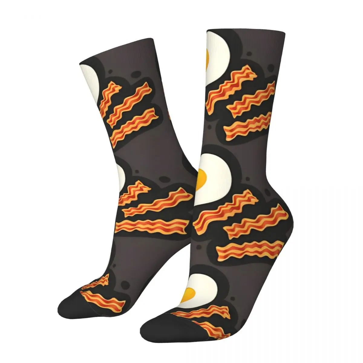 Autumn Winter Cool Unisex Breakfast With Bacon And Eggs Socks Love Dark Non-slip Basketball Socks