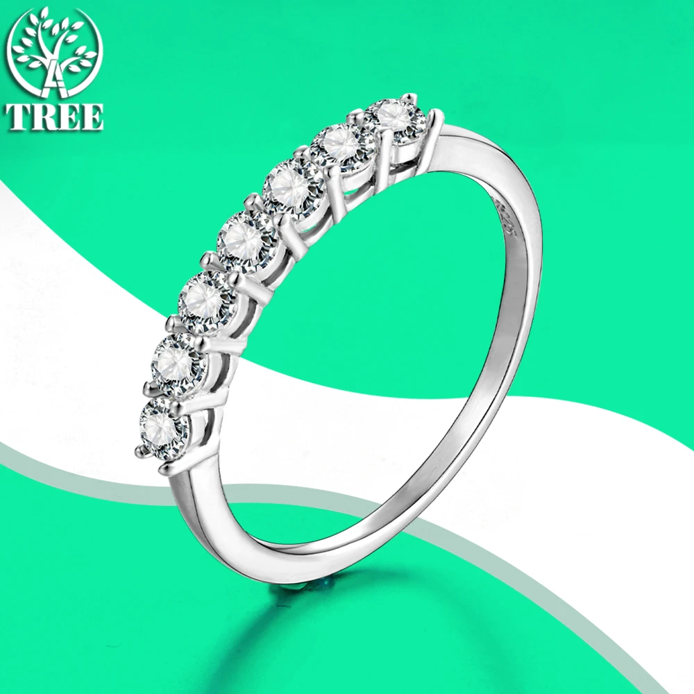 ALITREE D Color Moissanite Ring 925 Sterling Sliver Round Cut VVS1 Diamond Cocktail Rings for Women Wedding Accessories Jewelry
