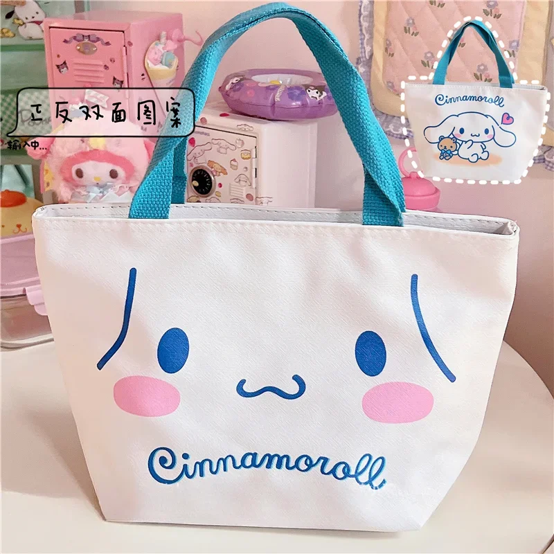 Sanrio My Melody Kuromi Cinnamoroll Cute Lunch Box Totes Insulation Bags Storage Bag Cartoon Printing PU Waterproof Handbag