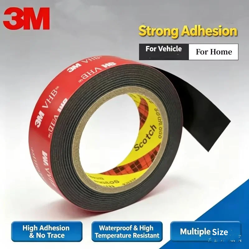 3M 5915 Double Sided Adhesive Tape Strong Traceless Black Back Adhesive High Viscosity Car Special Fixed Tape High-Temperature
