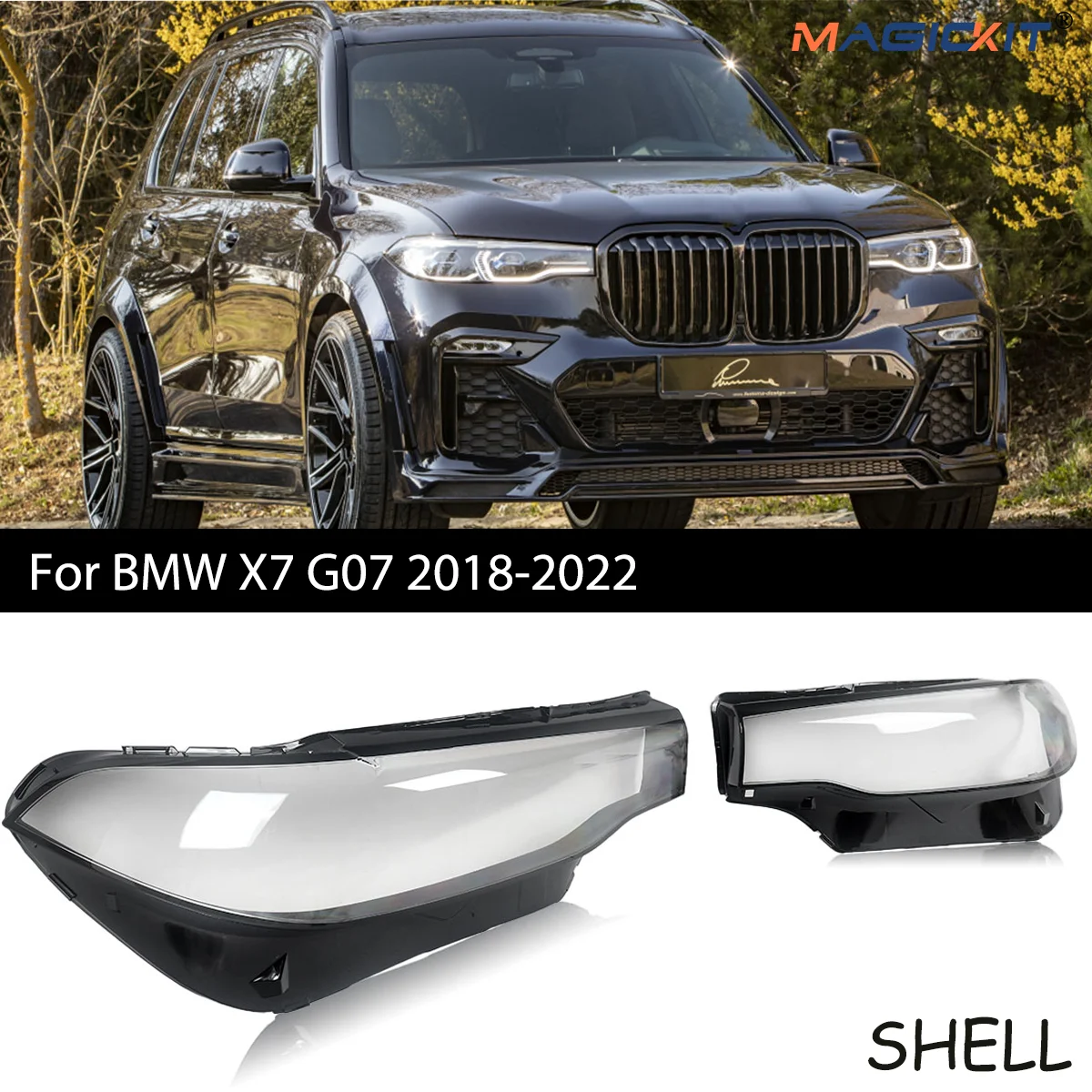 Pair for BMW X7 G07 2018-2022 Left Right Side Headlight Lens Clear Headlamp Cover Ransparent Lampshade Shell Lens accessories