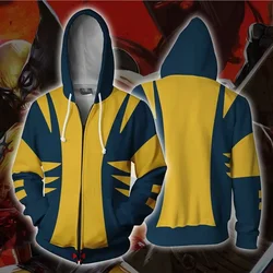 X-Men Wolverine Cosplay Hoodie 3D Hooded Polyester Spring Wolverine Halloween Unisex Fashion Jacket Thin Party Costume