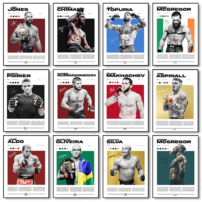 Boxing Fighting Legendary Figures Ilia Topuria/Dustin Poirier Poster Canvas Painting Wall Art Pictures Home Decor Lover Boy Gift
