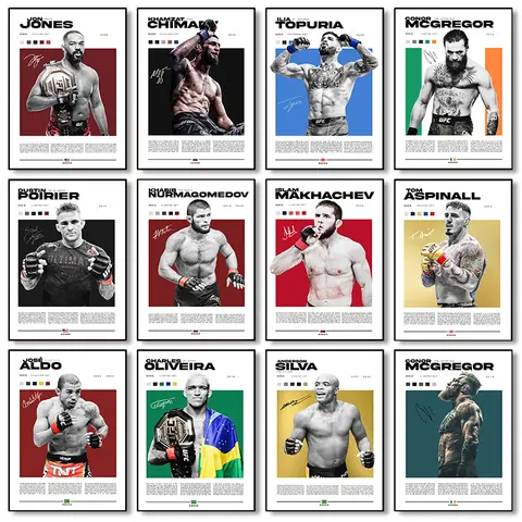 Bilashmart Boxing Fighting Legendary Figures Ilia Topuria/Dustin Poirier Poster Canvas Painting Wall Art Pictures Home Decor Lover Boy Gift