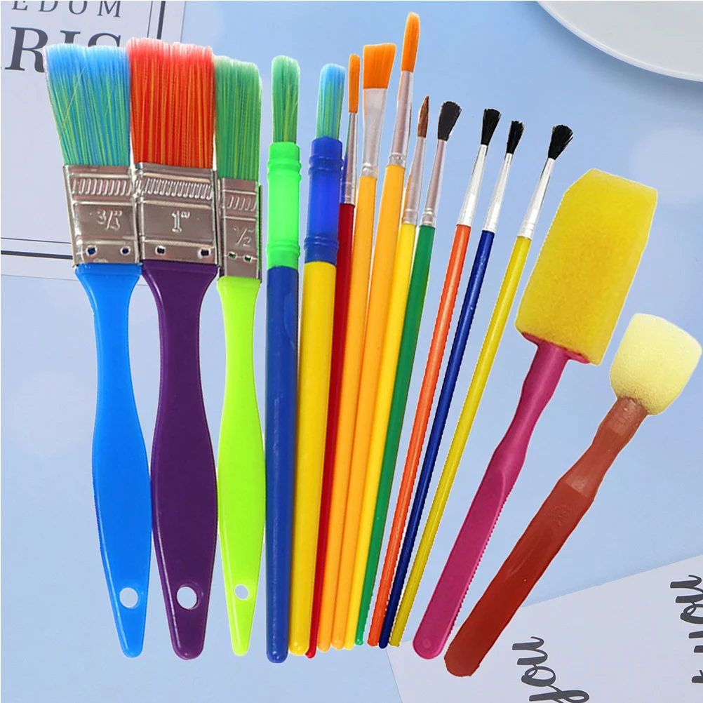 

15pcs Brush Set Art Supplies Ergonomic Handle Washable Doodle Painting Tools Educational Creative Gift For