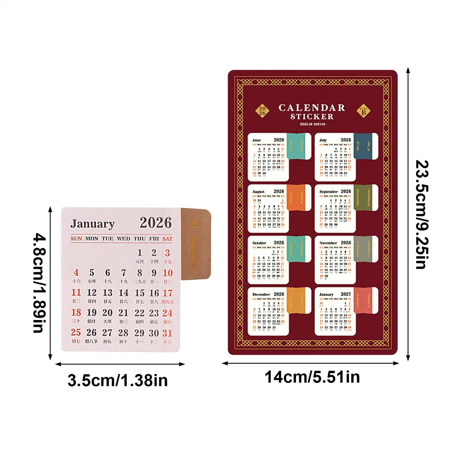 2PCS 2026 Planner Stickers Waterproof Monthly Date Tabs Holiday Office Classroom Decor For Journal Scrapbook, Students Men Women