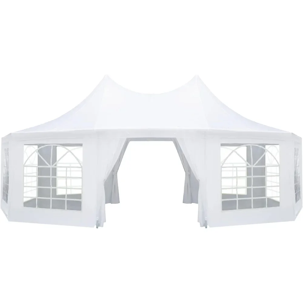 

Party Tent,26x19ft White Wedding Tent,8Church Windows and 2 Pull-Back Doors,Outdoor Gazebo Pavilion Shelter Tent for Party,Event