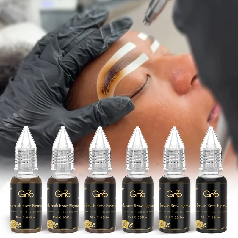 Airbrush Brow Tint Waterproof Long-lasting Hybrid Tint for Eyebrow 10ML Balck Brown Brows Makup Ink 6 Colors