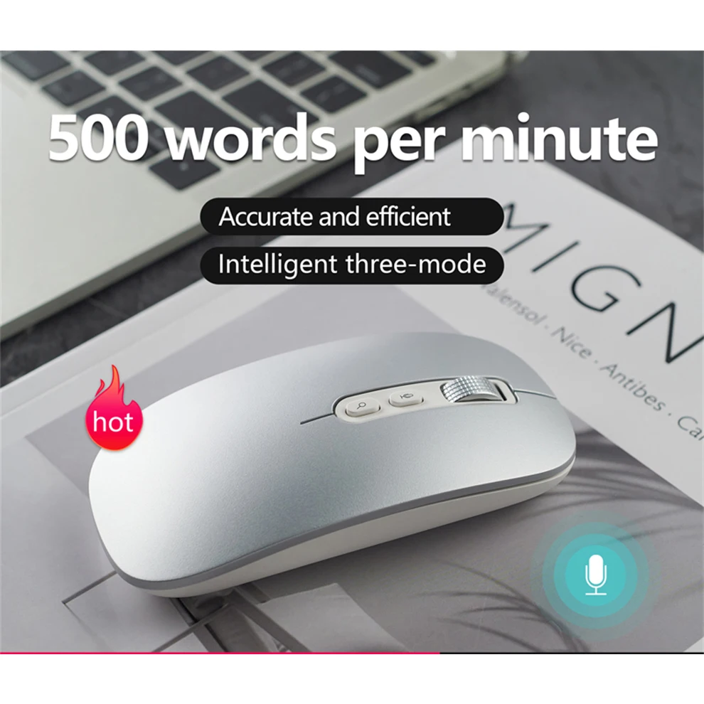 AI Smart Voice Mouse Speech to Text Mouse Rechargeable 2.4G Wireless Bluetooth Mouse for Windows Laptop Voice Typing Mouse