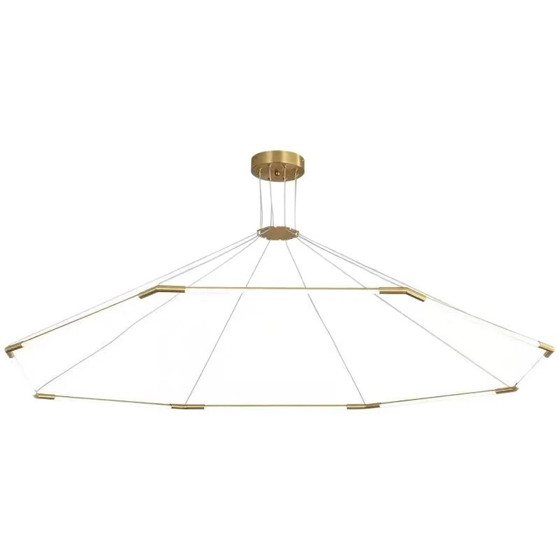 All copper living room Italian chandelier light luxury minimalist model room exhibition hall industrial geometric art chandelier