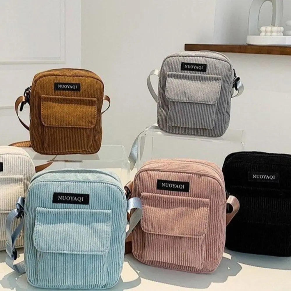 Women Men Corduroy Shoulder Bag Cute Small Handbags Casual Outdoor Messenger Bags