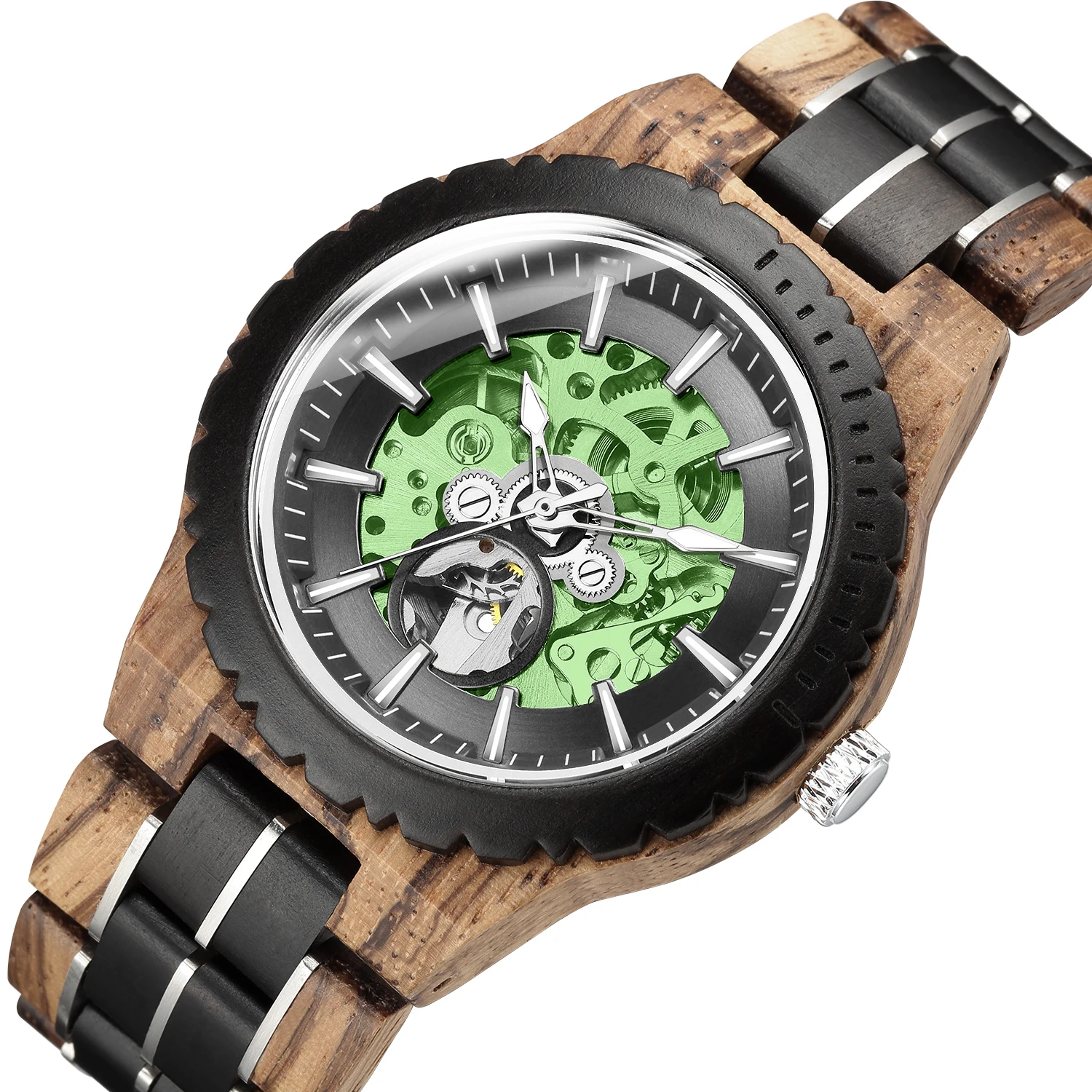 

Роскошные деревянные механические наручные часы для мужчин, автоматические часы, деревянные часы с ажурным циферблатом, часы из натурального дерева, деревянный подарок, Montre