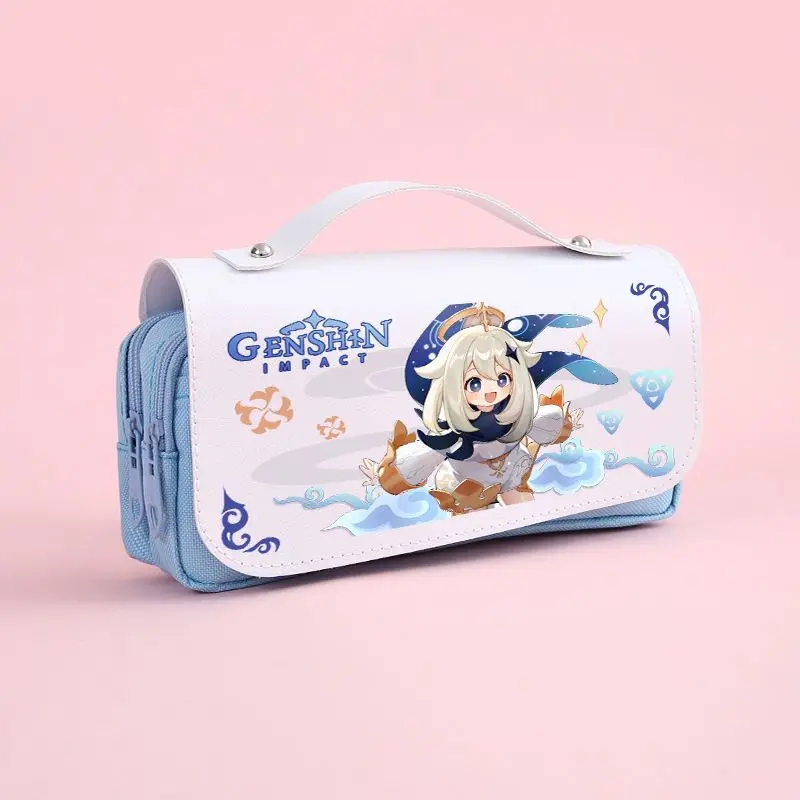 Imagem -03 - Genshin Impacto 3.5 Zhongli Keqing Xiao Bolsa de Lápis dos Desenhos Animados Estudante da Escola Kawaii Papelaria Bonito Lápis Case Plutônio Lápis Bolsa