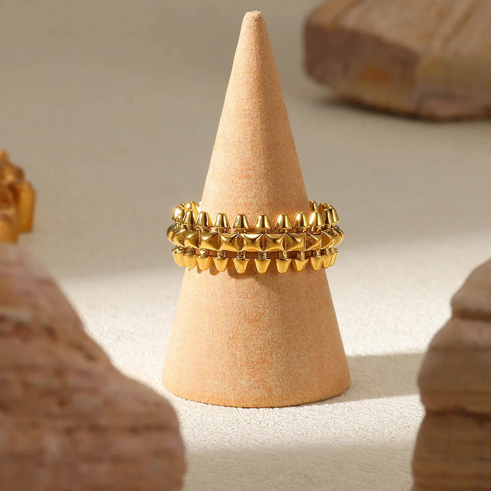 Vintage Bullet Rings for Women Gold Color Stainless Steel Geometric Rings Boho Jewelry Hip Hop Party Jewelry Gifts image 6