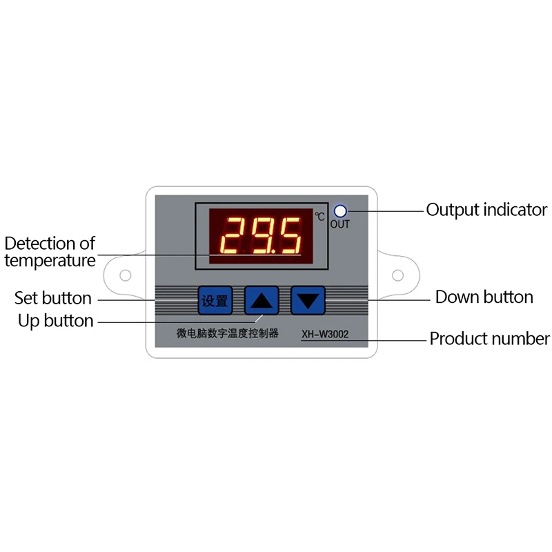 ABFT-XH-W3002 220V Digital LED Temperature Controller 10A Thermostat Control Switch Probe With Waterproof Sensor W3002