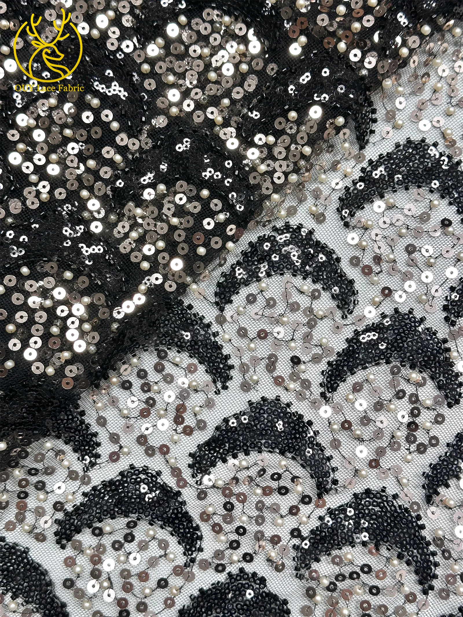 2026 Afrikanischer Pailletten-Spitzenstoff 5 Yards Hochwertiger Nigerianischer Perlen-Tüll-Spitzenstoff Geeignet für Hochzeitskleider-Näharbeiten – Detail 29