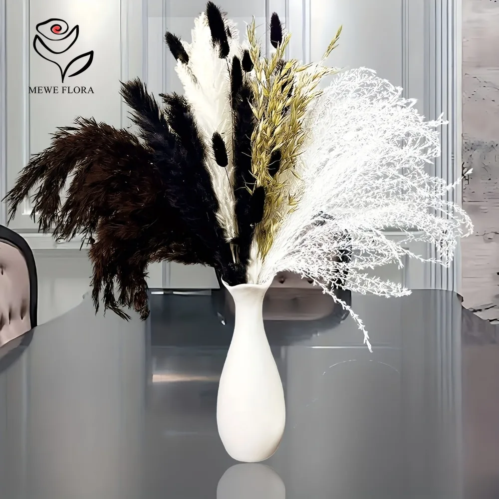 

Natural Dried Flower Bouquet Halloween Decoration Real Touch Black White Pampas Grass Aesthetic Room Home Boho Decor Accessories